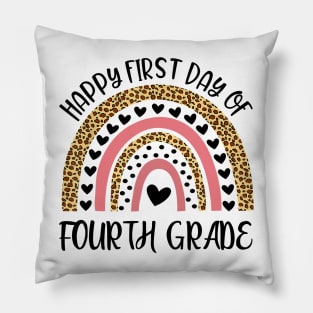 Back To School Rainbow Happy First Day Of Fourth Grade Pillow