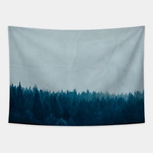 Forest Blues - Blue Tinted Foggy Woods Tapestry