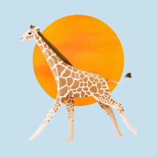 Giraffe and Sun | Color Illustration T-Shirt