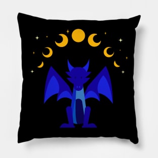 Blue dragon under the moon and stars. Pillow