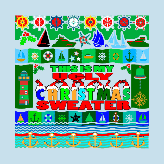 Nautical ugly christmas sweater by Sailfaster Designs