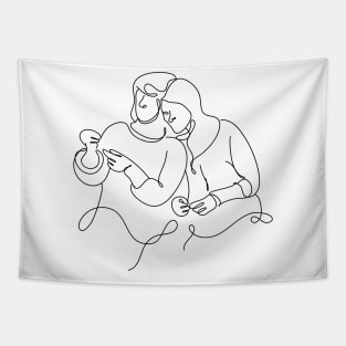 Women Day Line Art Minimal Tapestry