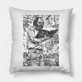 ALLEN GINSBERG reading - ink portrait .1 Pillow