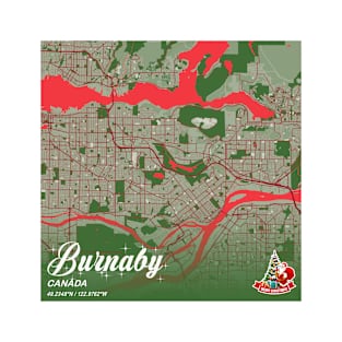 Burnaby - Canada Christmas Map T-Shirt