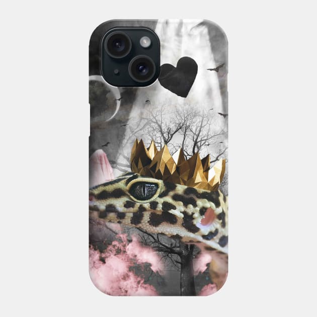 Goth Leopard Gecko With Crown Head Piece Phone Case by Random Galaxy