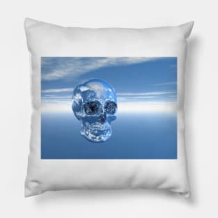 Blue Real Human Skull in 3D Pillow