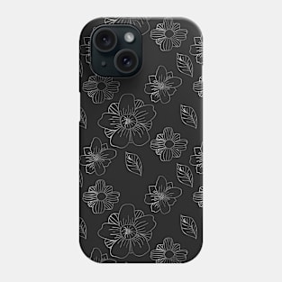 Silver flower hand drawn pattern Phone Case