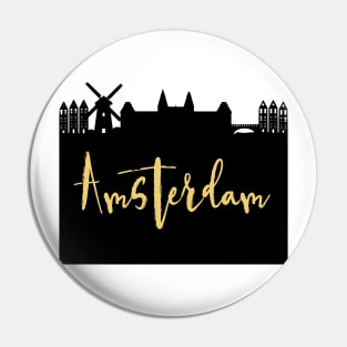 AMSTERDAM NETHERLANDS DESIGNER SILHOUETTE SKYLINE ART Pin