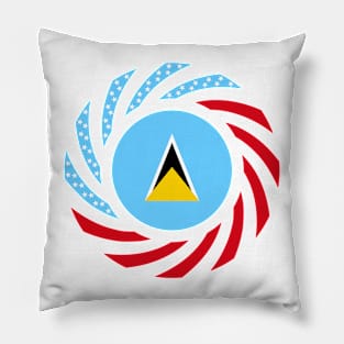 Saint Lucian American Multinational Patriot Flag Series Pillow