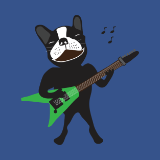 Boston Terrier Dog Plays Guitar T-Shirt