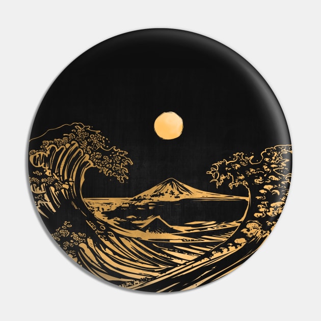 Hokusai wave gold line Pin by MCAshe spiritual art 