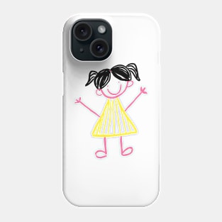 cute little girl doodle art illustration Phone Case