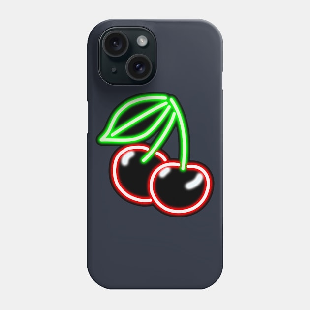 Neon Cherries Bar Sign Top Left Phone Case by gkillerb