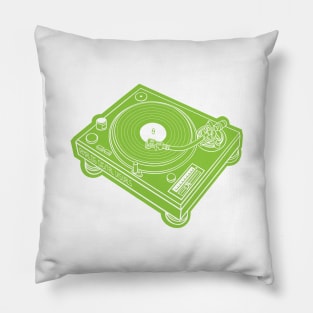 Turntable (White Lines + Yellow Green Drop Shadow) Analog / Music Pillow