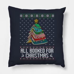 All Booked For Christmas Ugly Christmas Sweater Pillow