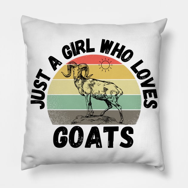 Just A Girl Who Loves Goats, Cute Colorful Goat Pillow by JustBeSatisfied