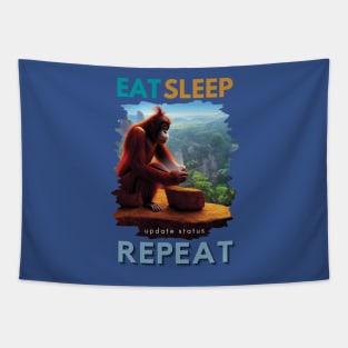 Funny Social Media addict print - Eat, Sleep, update status, repeat Tapestry