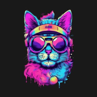 My kitty is loving the chill vibes of synthwave T-Shirt