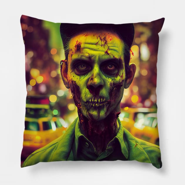 Zombie Taxi Driver Portrait Pillow by Nysa Design