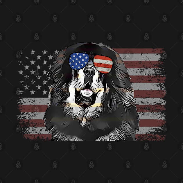 Mastiff Dog July 4th Retro USA American Flag by TheBeardComic