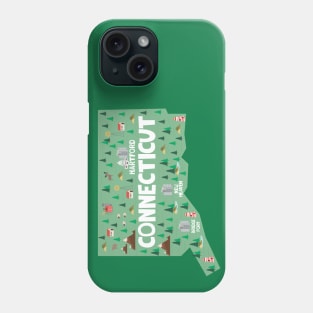 Connecticut illustrated map Phone Case