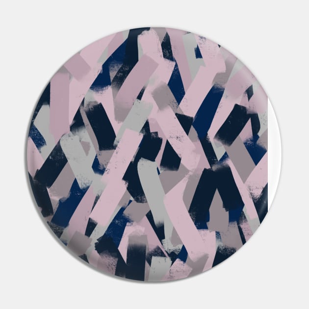 Navy Blue, Grey and Pink Smudgy Brush Strokes Pin by OneThreeSix