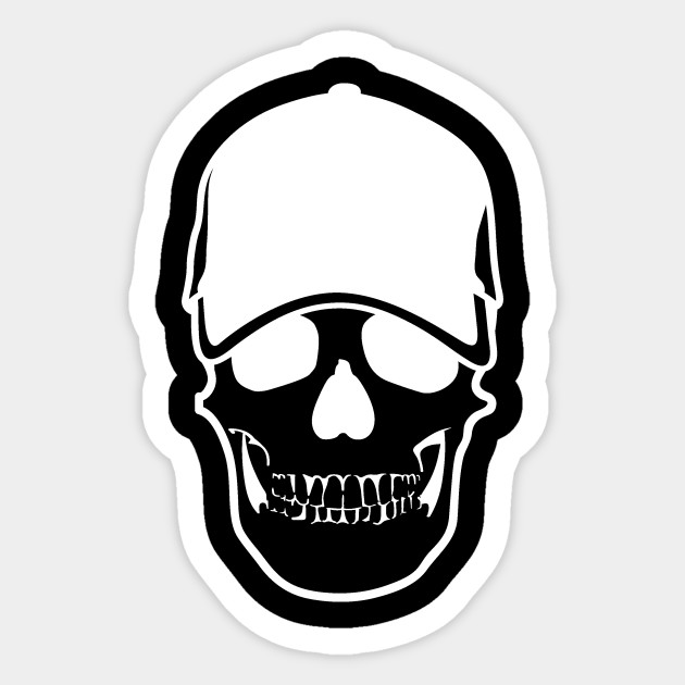 skull with baseball hat
