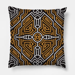 Gray Orange Aztec Pattern Indian Mexican Tribal Pillow