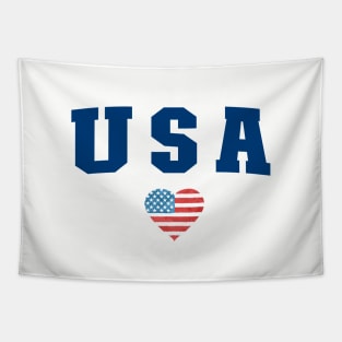 USA Star United States of America with the flag in heart love shaped Tapestry