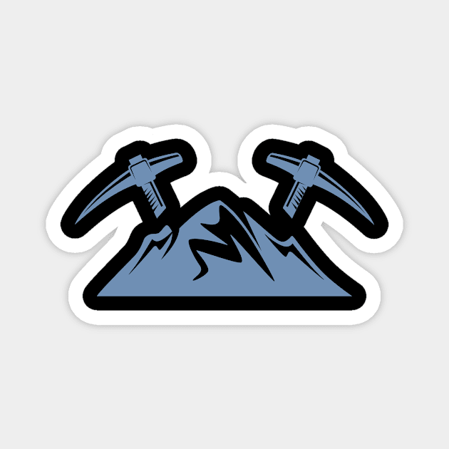 Mountains with pickaxe climber miner mining Magnet by HBfunshirts