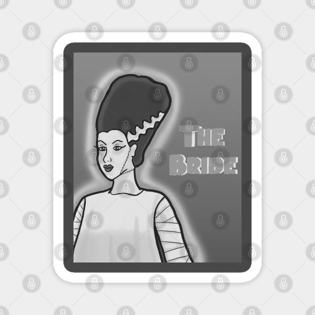 The Bride (Black and White) Magnet by tesiamarieart