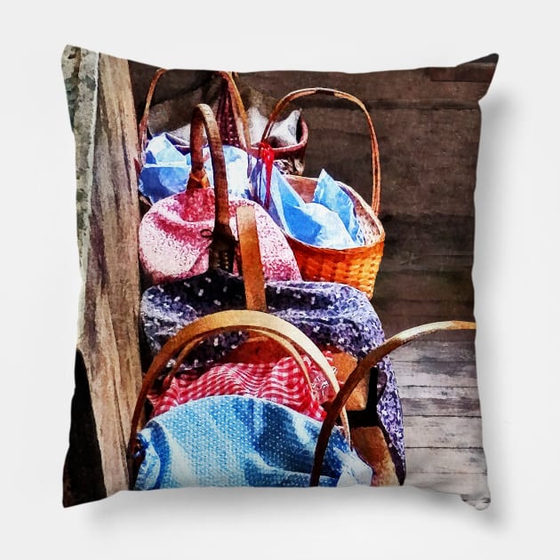 Teachers - Lunch Baskets in One Room Schoolhouse Pillow by SusanSavad