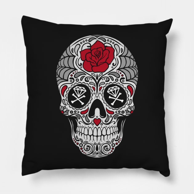 ROSE SKULL Pillow by DIAMONDSANDCROSSBONES