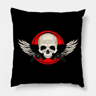 Wing Skull - RED Pillow