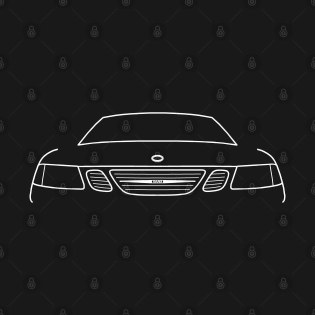 Saab 9-3 classic car white outline graphic by soitwouldseem