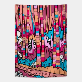 The Red And Blue Forest Tapestry