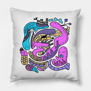 Doodle Art Colored "Love Family" Pillow