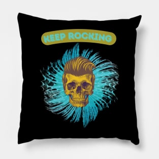 Keep rocking mustard yellow skull Pillow