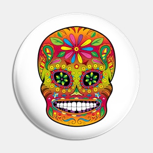 Sugar Skull Orange Pin