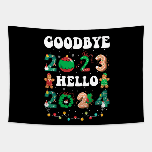 Goodbye 2023 Hello 2024 Happy New Year Funny Christmas Xmas Tapestry