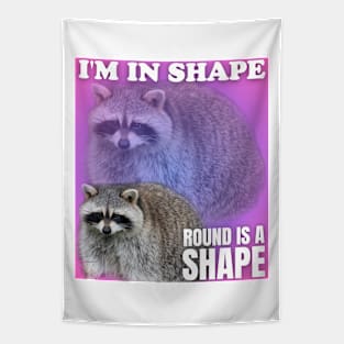 I'm in shape round is a shape, raccoon meme Tapestry