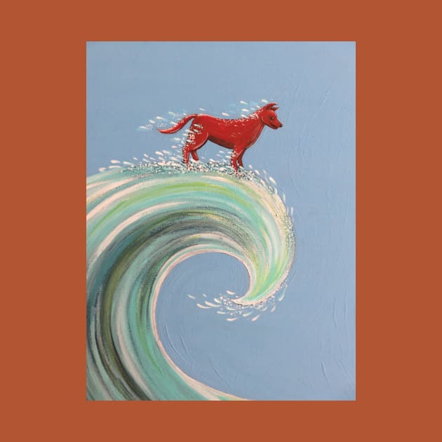 Red dog surfing by SoozieWray