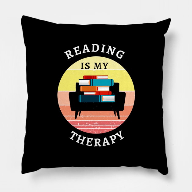 Reading Is My Therapy Pillow by Dogefellas