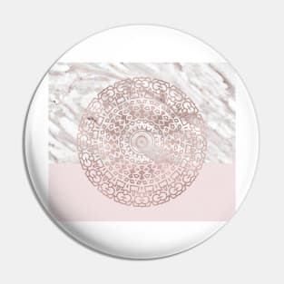 Rose gold mandala - blush pink & marble Pin