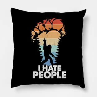 Vintage I Hate People Funny Bigfoot Rock Pillow