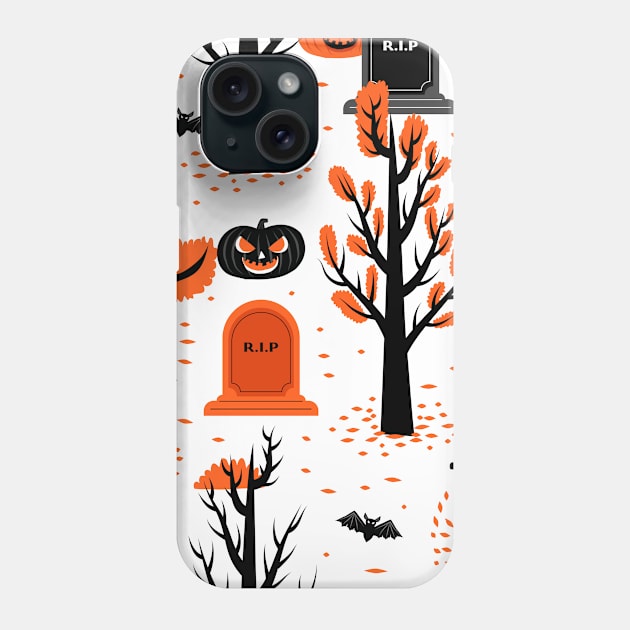 Halloween Cemetery Orange Phone Case by igzine