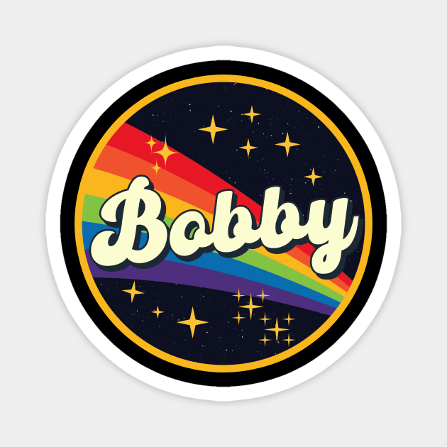 Bobby // Rainbow In Space Vintage Style Magnet by LMW Art