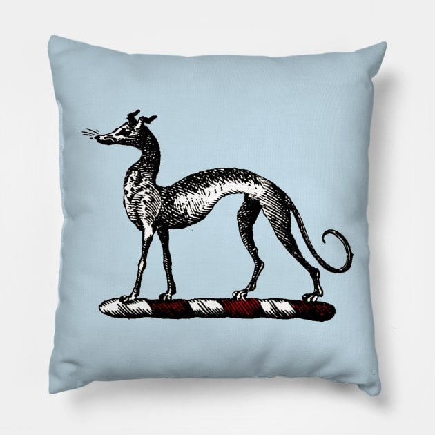 Heraldic Crest Standing Greyhound Coat of Arms Pillow by Pixelchicken