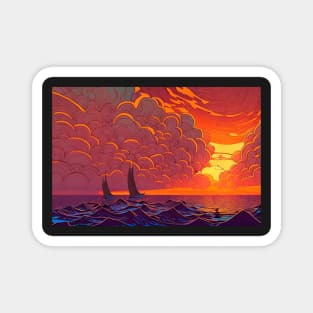 Sailing At Sunset Magnet