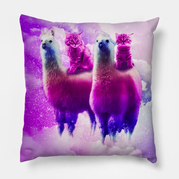Rainbow Llama - Cat Llama Pillow by Random Galaxy